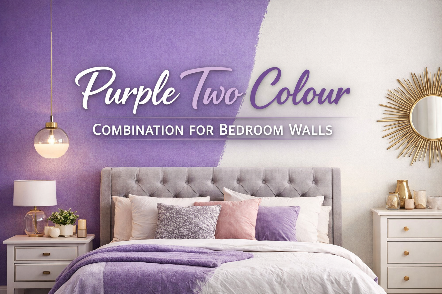 Purple Two Colour Combination for Bedroom Walls
